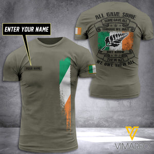 CUSTOMIZED IRISH ARMY 3D PRINTED TSHIRT YYTT