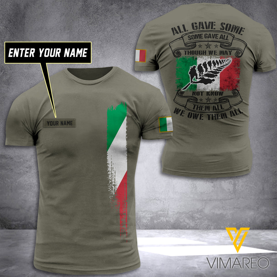 CUSTOMIZED ITALY ARMY 3D PRINTED TSHIRT YYTT