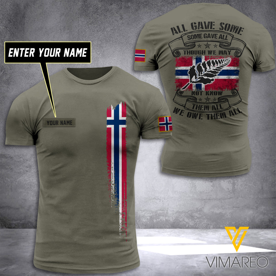 CUSTOMIZED NORWAY ARMY 3D PRINTED TSHIRT YYTT