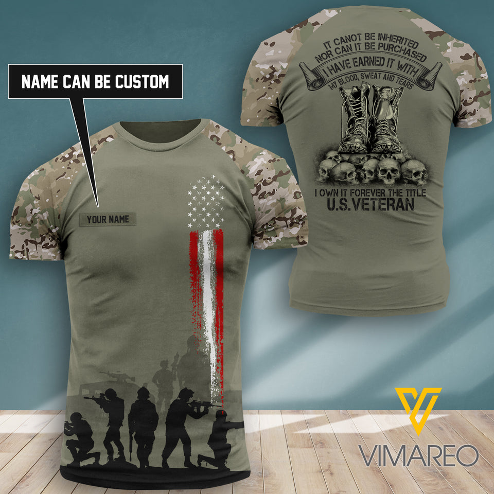 PERSONALIZED US VETERAN TSHIRT 3D PRINTED NEYT20