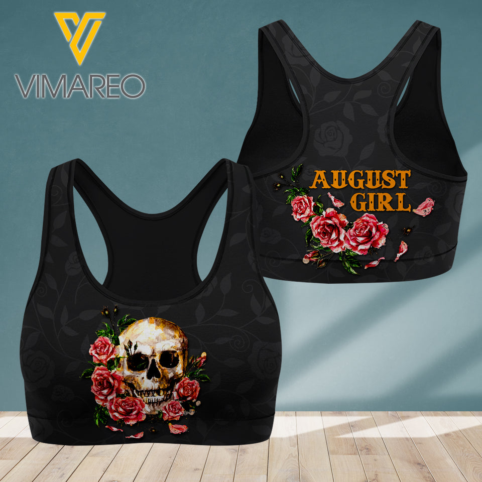 AUGUST GIRL WITH ROSE SKULL SPORT BRA NEYN24