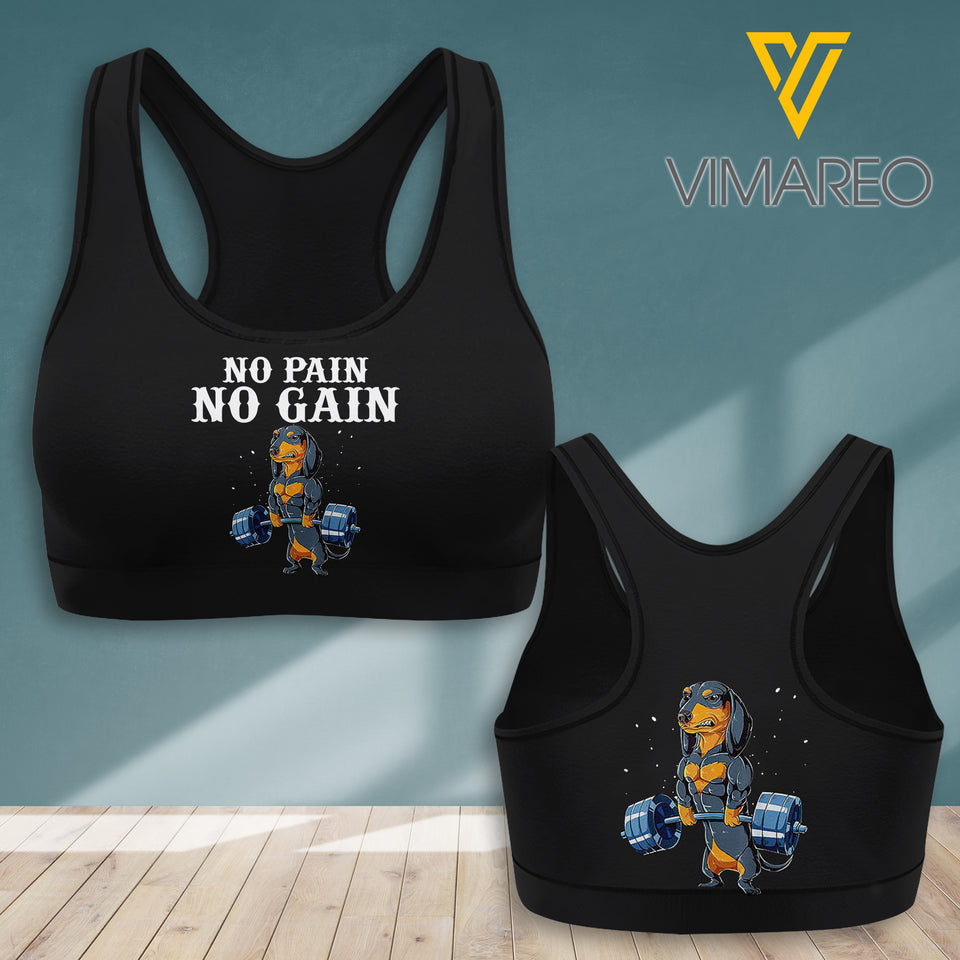 DACHSHUND 3D PRINTED SPORT BRA NEYT23