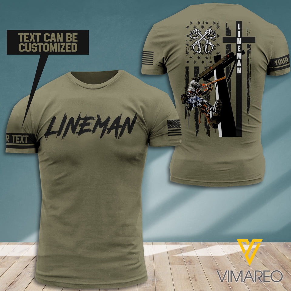 PERSONALIZED LINEMAN T-SHIRT 3D PRINTED NEY218T