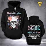 SEPTEMBER GIRL LOVES SKULL HOODIE 3D PRINTED NEY108