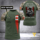 PERSONALIZED  CANADA WARRIOR / ARMY 3D PRINTED SHIRT YYTT