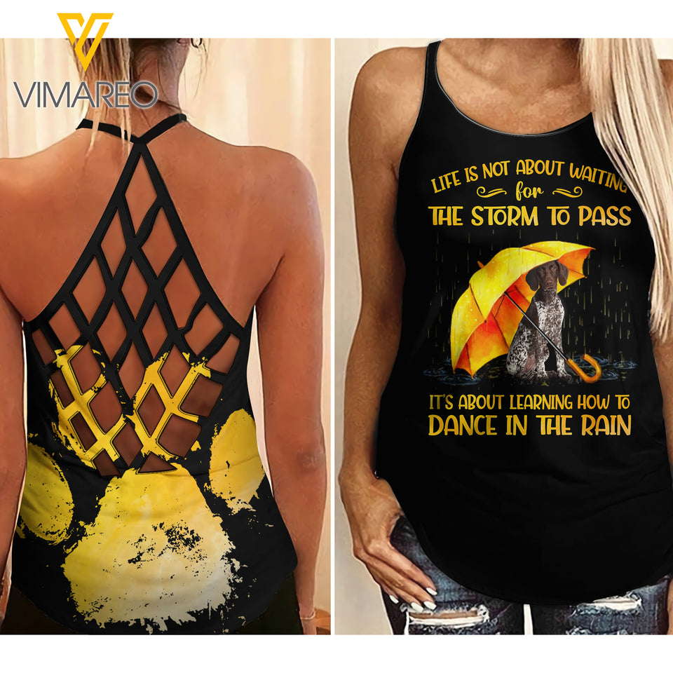 Shorthaired Pointer Criss-Cross Open Back Camisole Tank Top YYQQ