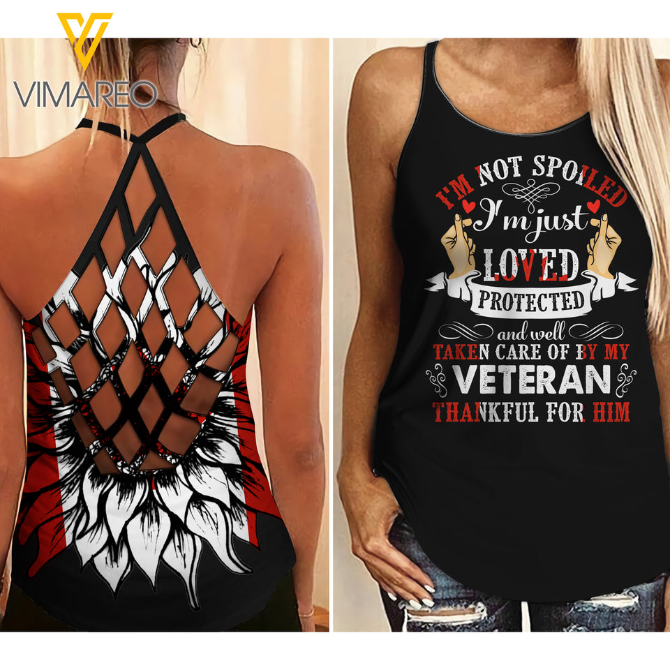 Canada Veteran's Wife I'm not spoiled Criss-Cross Open Back Camisole Tank Top YYTT