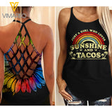 Tacos Girl Criss-Cross Open Back Camisole Tank Top YYQQ
