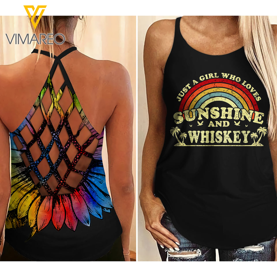 Whiskey Girl Criss-Cross Open Back Camisole Tank Top NNYY