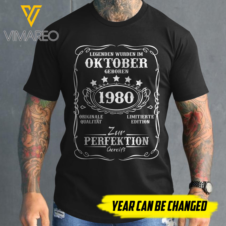 CUSTOMIZED BORN IN OCTOBER 19XX PRINTED 3D TSHIRT YYTT13