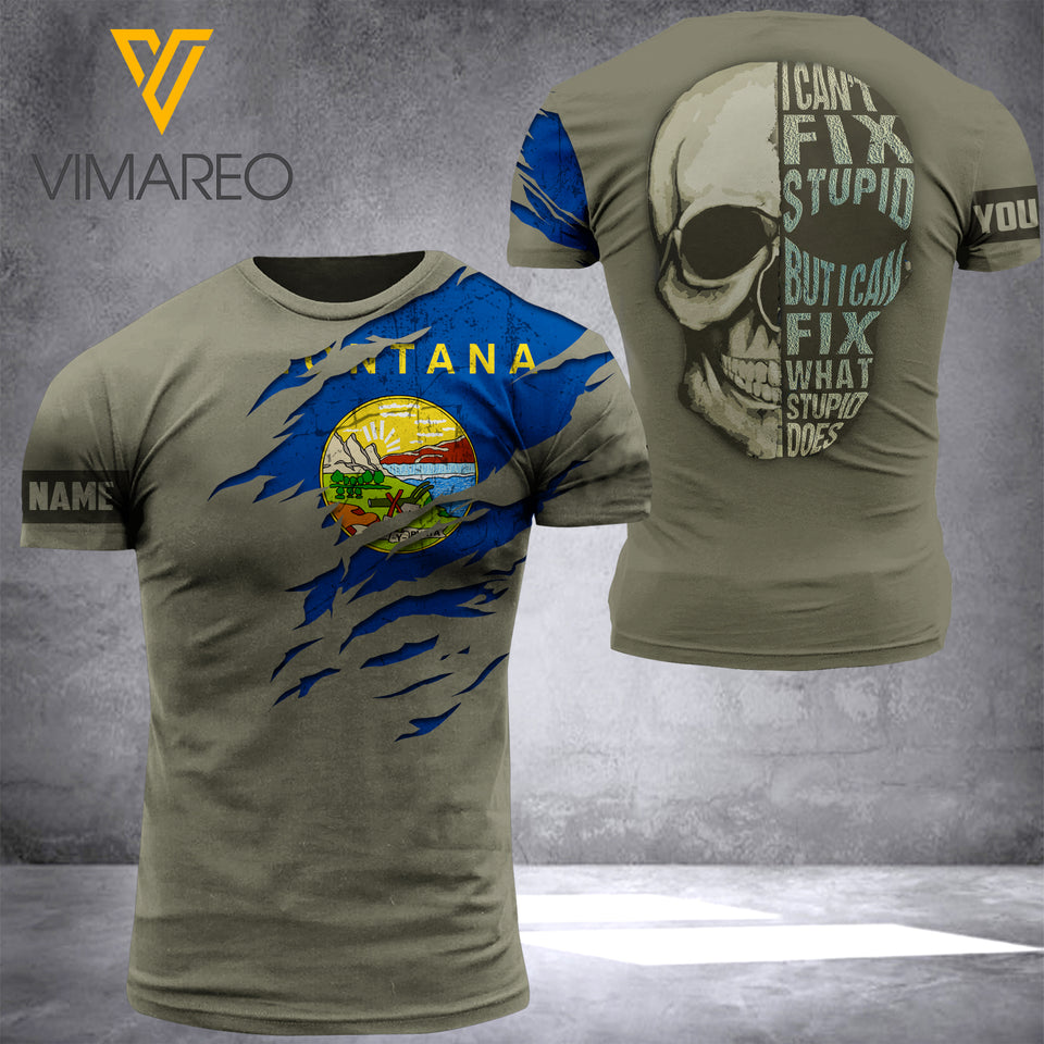 CUSTOMIZED MONTANA FLAG 3D PRINTED TSHIRT YYQQ