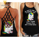 Unicorn Common Sense Criss-Cross Open Back Camisole Tank Top NEYQ28