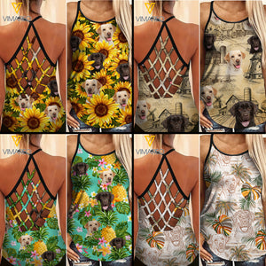 Labrador Retriever Criss-Cross Open Back Camisole Tank Top NEY30