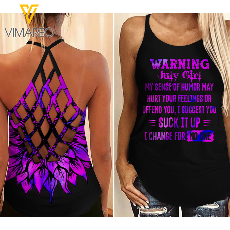 JULY GIRL Criss-Cross Open Back Camisole Tank Top YYQQ