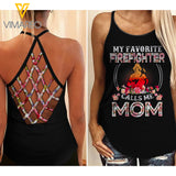 FIREFIGHTER MOM Criss-Cross Open Back Camisole Tank Top YYQQ