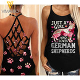 German Shepherd Criss-Cross Open Back Camisole Tank Top YYQQ