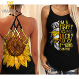 SUNFLOWER GIRL  Criss-Cross Open Back Camisole Tank Top YYQQ