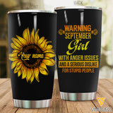 CUSTOMIZED SEPTEMBER GIRL WITH SUNFLOWER TUMBLER