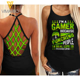 I Am A Gamer  Criss-Cross Open Back Camisole Tank Top NNYY