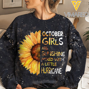October Girls Are Sunshine Mixed With A Little Hurricane Sweatshirt 3D Printed