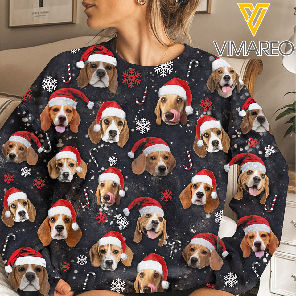 Beagle Merry Christmas Sweatshirt 3D Printed