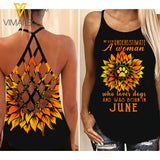 June Women loves dogs Criss-Cross Open Back Camisole Tank Top VMYY