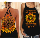 May Women loves dogs Criss-Cross Open Back Camisole Tank Top VMYY