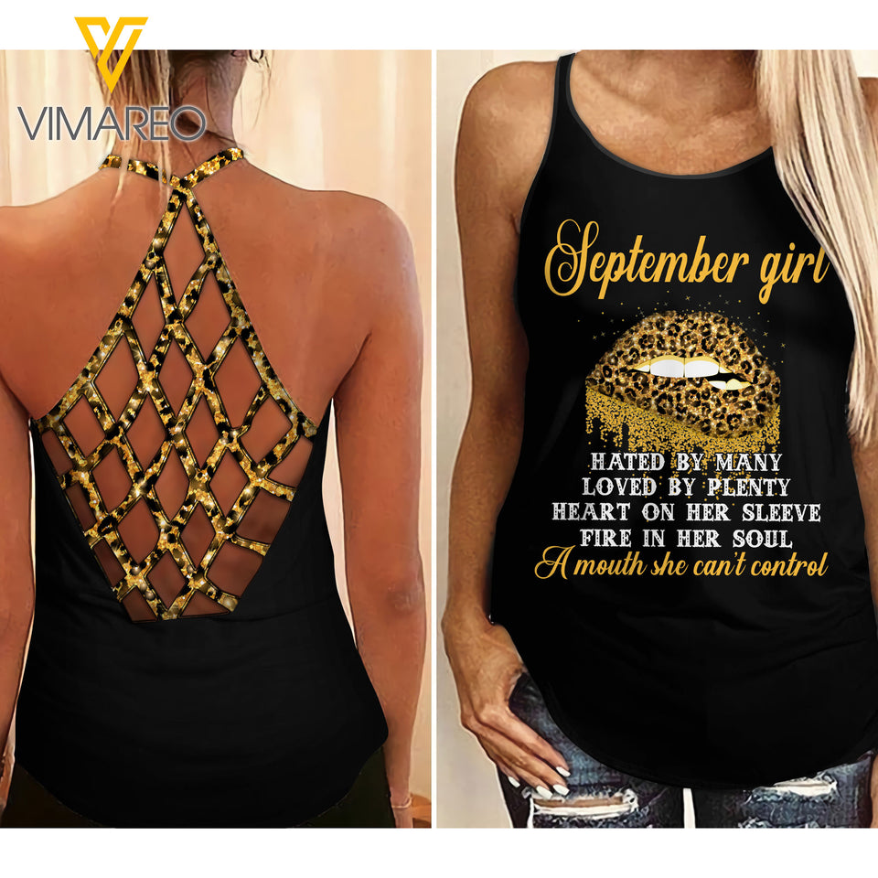 September Girl Criss-Cross Open Back Camisole Tank Top 1603NGBQ