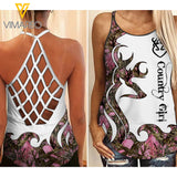Country Girl Criss-Cross Open Back Camisole Tank Top 0104NGBVQ