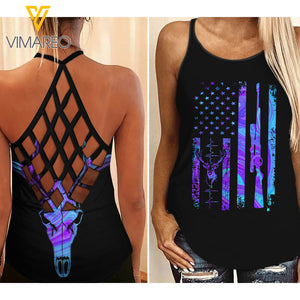 Hunting Girl Criss-Cross Open Back Camisole Tank Top 1703NGBQ