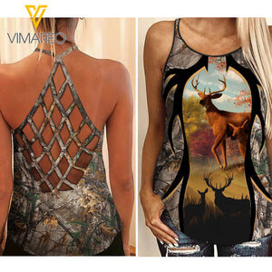 Hunting Girl Criss-Cross Open Back Camisole Tank Top 2503NGBVQ
