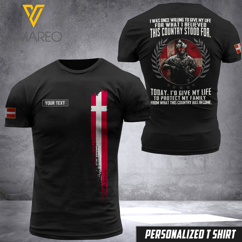 Customized Denmark Flag 3D PRINTED TSHIRT 2204NGBVQ