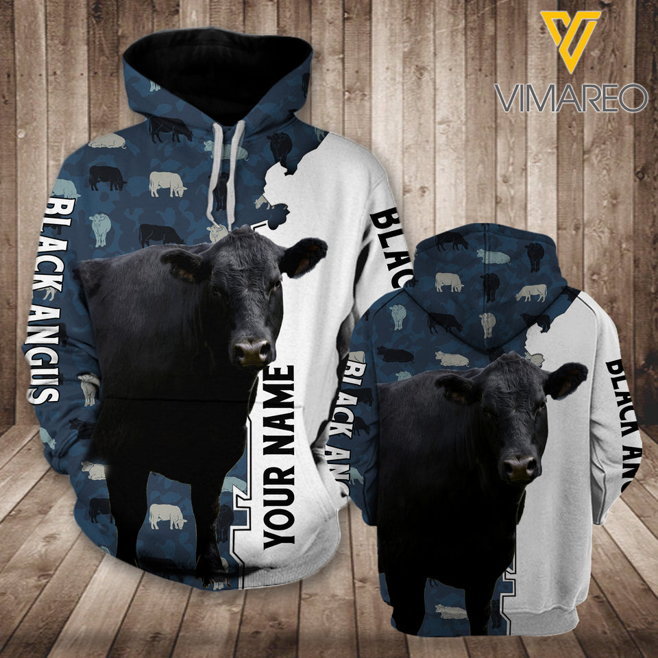 Customized Black Angus hoodie 3D Printed 1506TQ