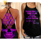 Tattooed girl Criss-Cross Open Back Camisole Tank Top 0204NGBT