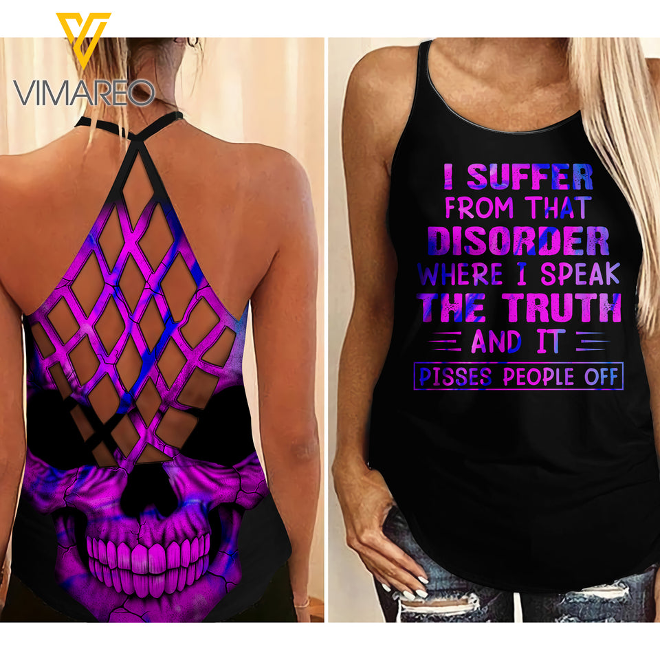 Tattooed girl Criss-Cross Open Back Camisole Tank Top 0204NGBT