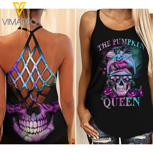 Skull girl Criss-Cross Open Back Camisole Tank Top 0609N