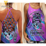 Skull tattoos girl Criss-Cross Open Back Camisole Tank Top 2906N
