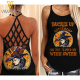 Buckle up Criss-Cross Open Back Camisole Tank Top 1409N