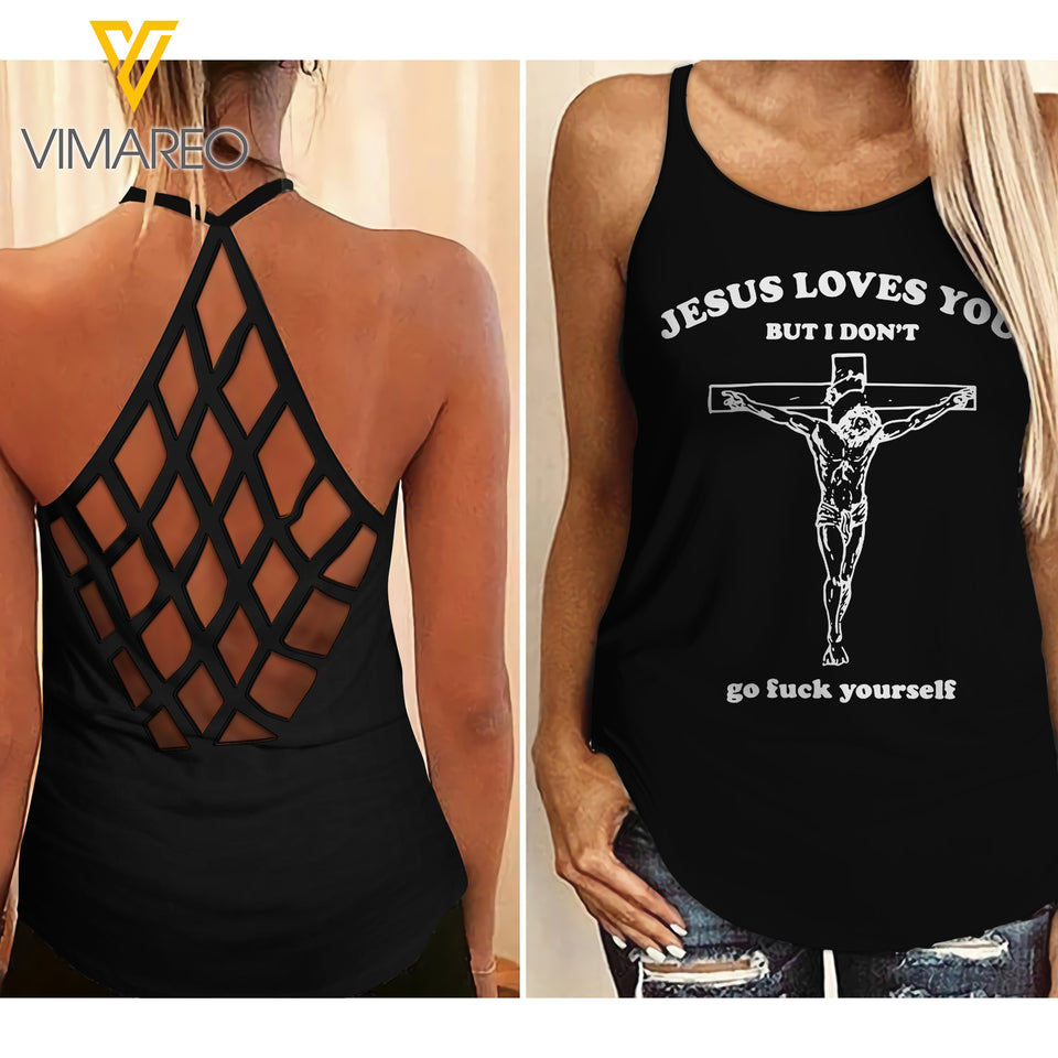 Jesus girl Criss-Cross Open Back Camisole Tank Top 2204NGBN
