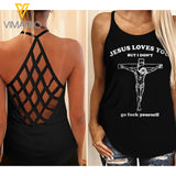 Jesus girl Criss-Cross Open Back Camisole Tank Top 2204NGBN