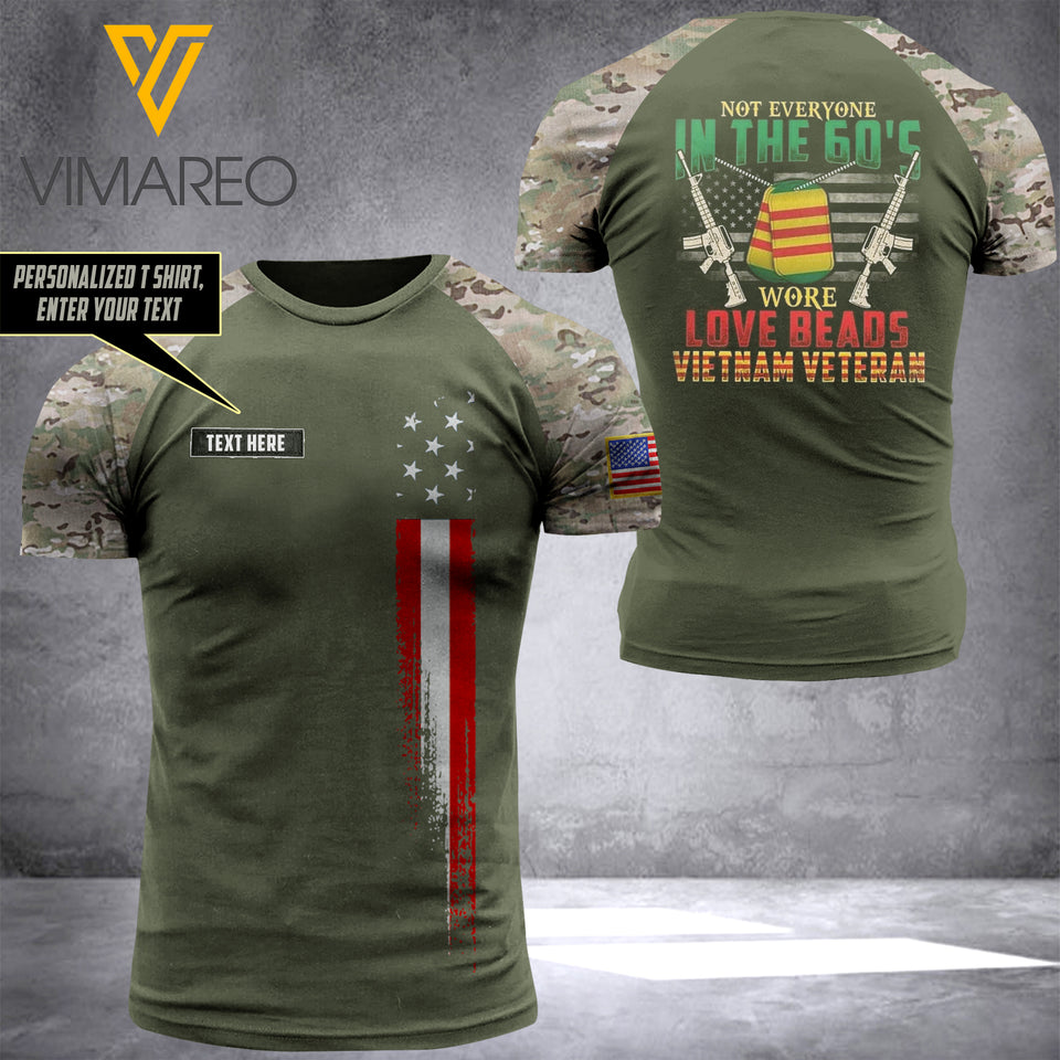Customized VIETNAM VETERAN 3D PRINTED TSHIRT 0405NGBN