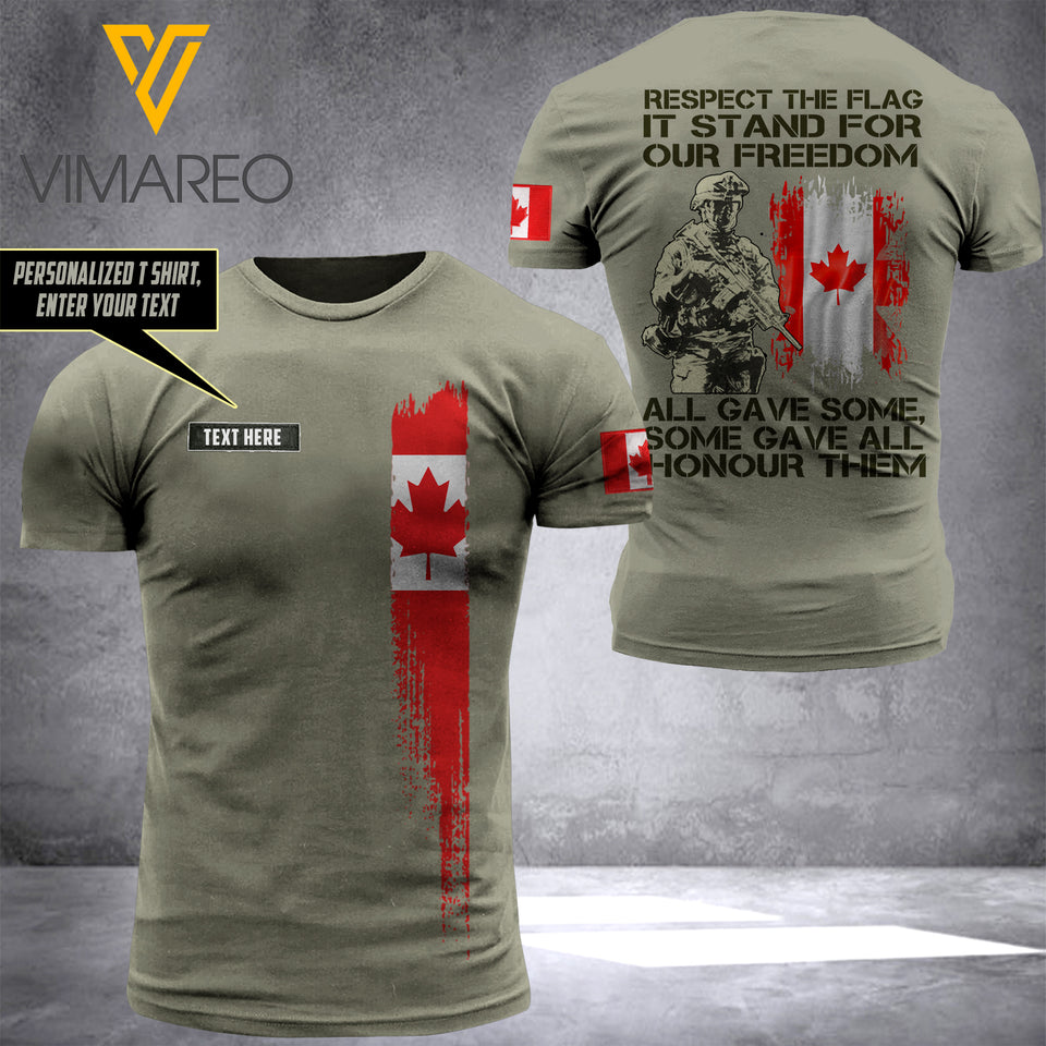 Customized Canada Army 3D Printed TShirt 0904NGBTQ