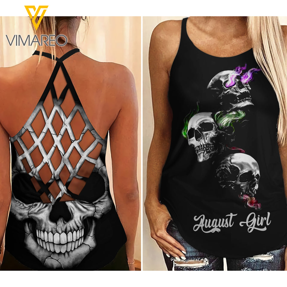 August girl Criss-Cross Open Back Camisole Tank Top 1407TQ