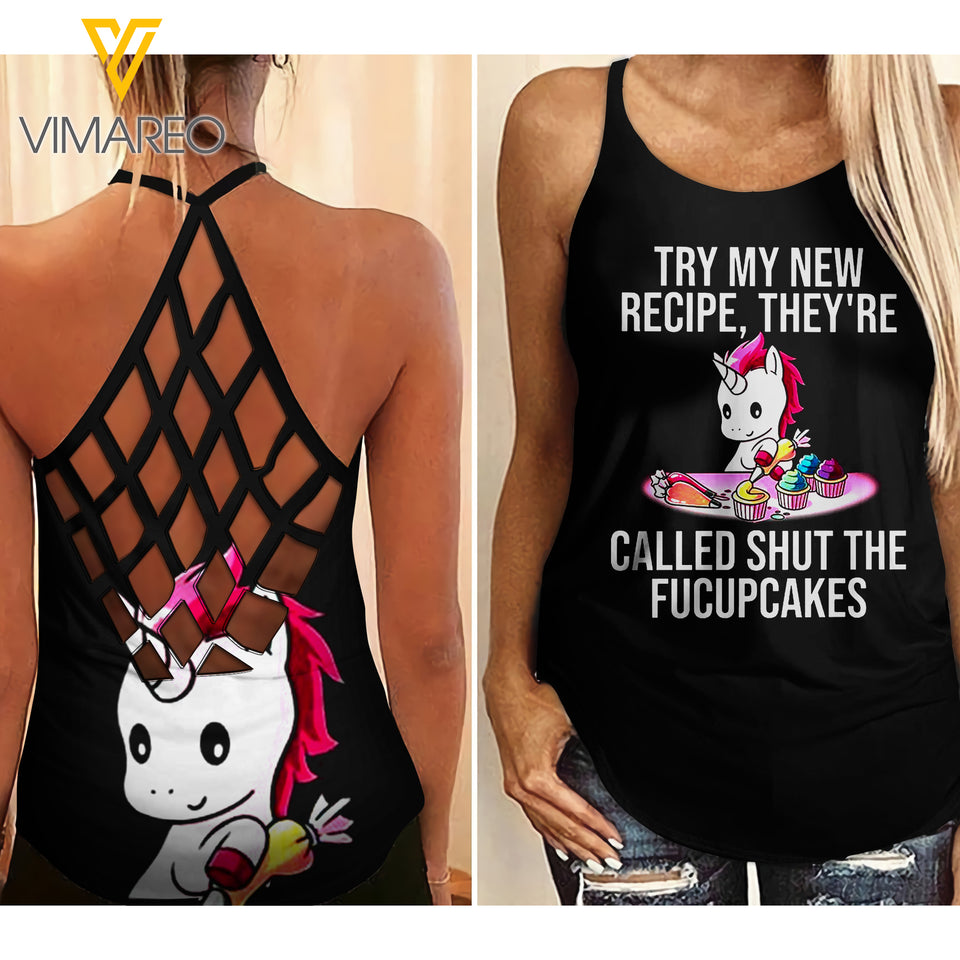 UNICORN Girl Criss-Cross Open Back Camisole Tank Top 1406TQ
