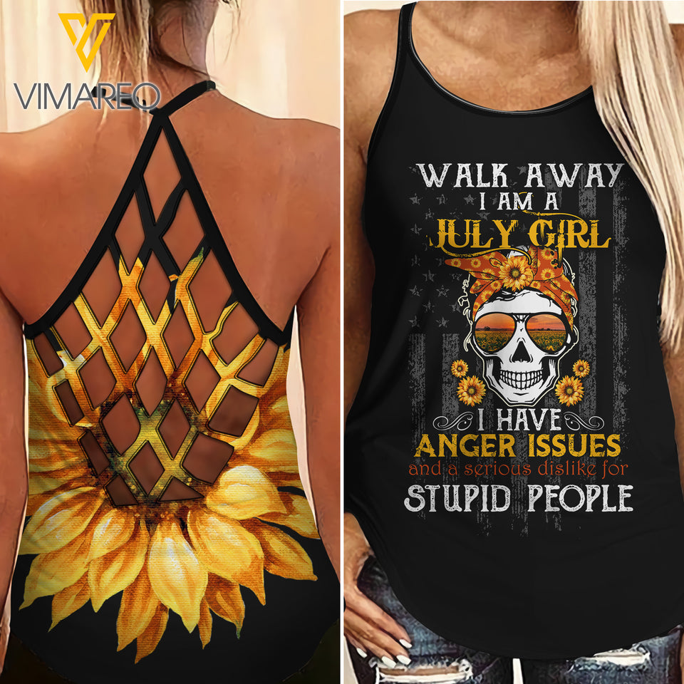 Hippie July girl Criss-Cross Open Back Camisole Tank Top 2306TH