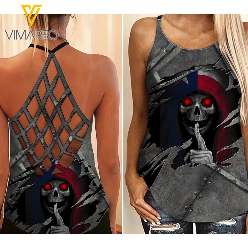 Texas Girl Criss-Cross Open Back Camisole Tank Top 2403NGBT