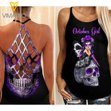 October Girl Criss-Cross Open Back Camisole Tank Top 1603NGBTQ