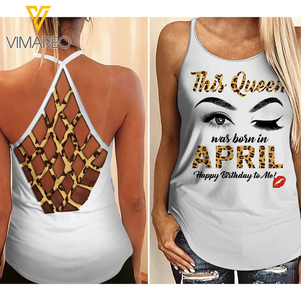 April Girl Criss-Cross Open Back Camisole Tank Top 1304NGBTQ