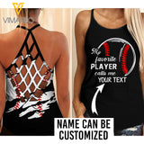 Customized Baseball girl Criss-Cross Open Back Camisole Tank Top 1504NGBTQ
