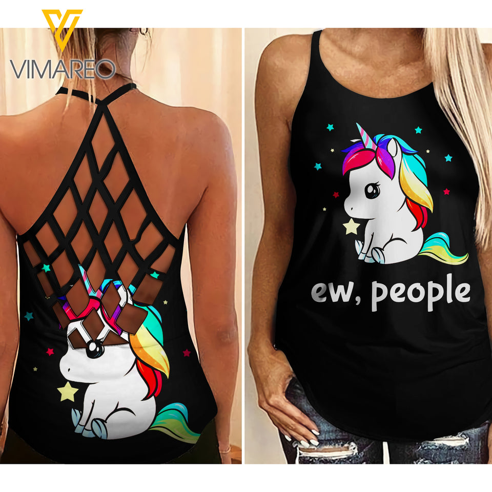 UNICORN Girl Criss-Cross Open Back Camisole Tank Top 1406TQ